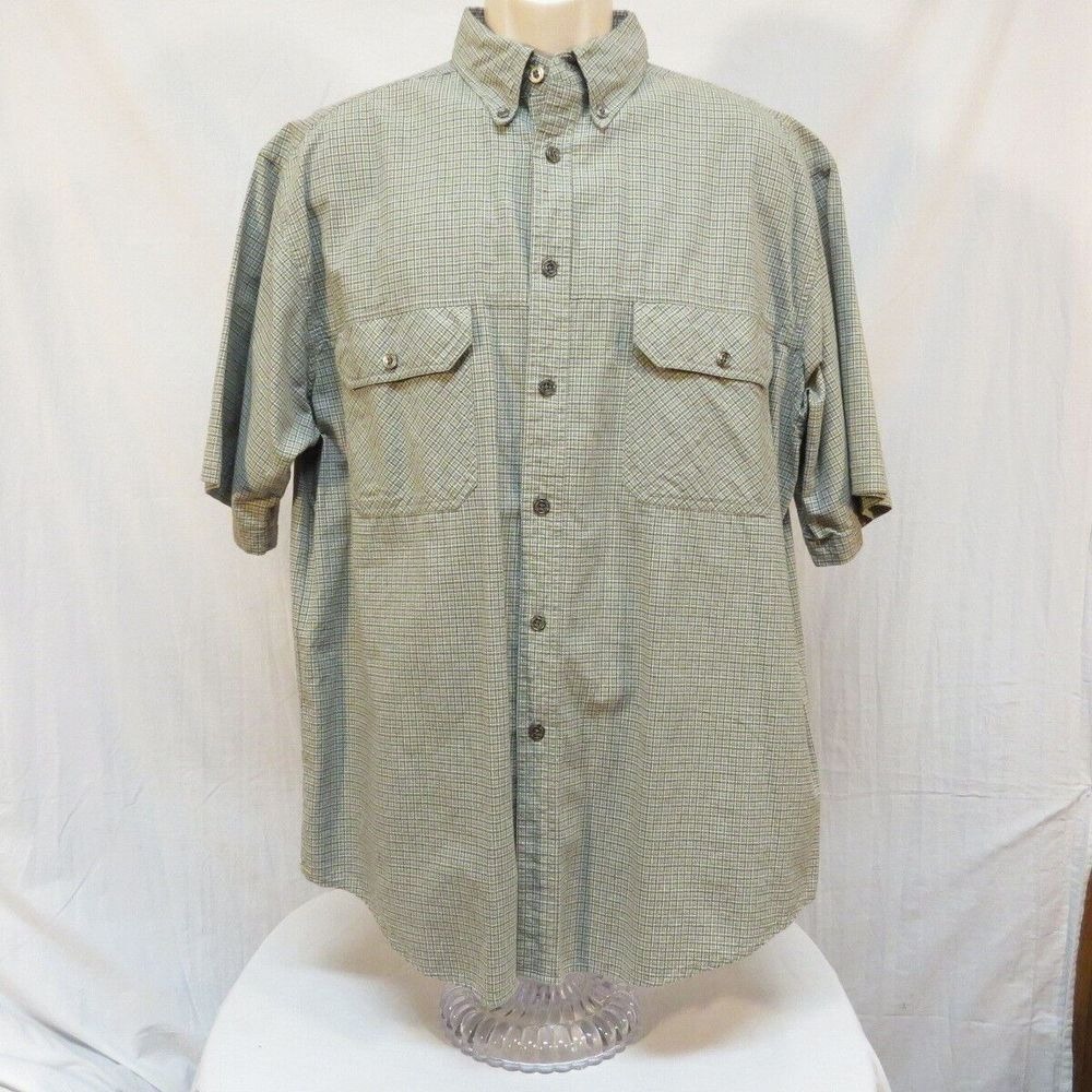 Magellan Sportswear Green Brown Plaid Shirt  Size L